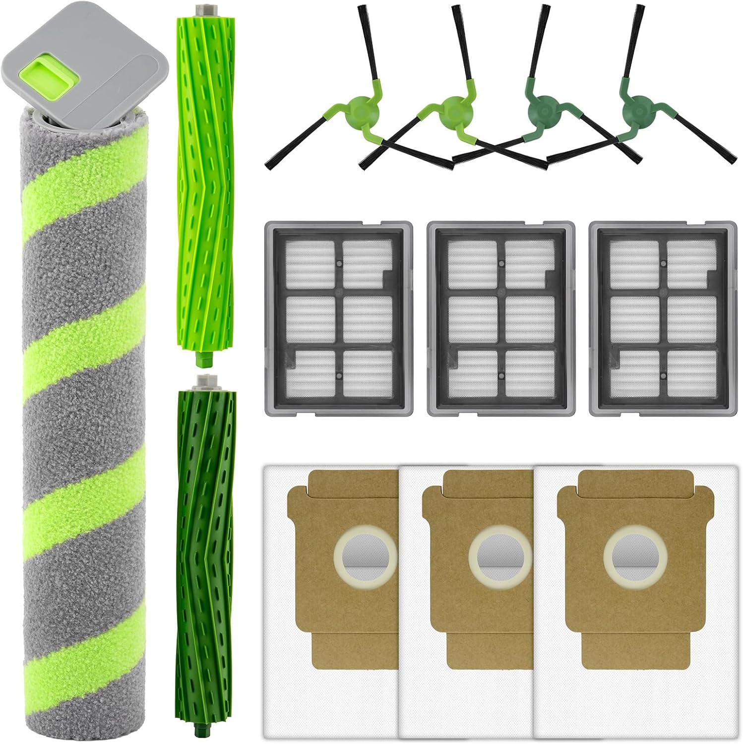 (13 Pack) Max 705 Combo Replacement Parts Compatible with iRobot Max 705 Combo Robot Vacuum, 2 Roller Brushes, 1 Roller Mop, 3 HEPA Filters, 3 Dust Bags, 4 Side Brushes, Accessories Kit