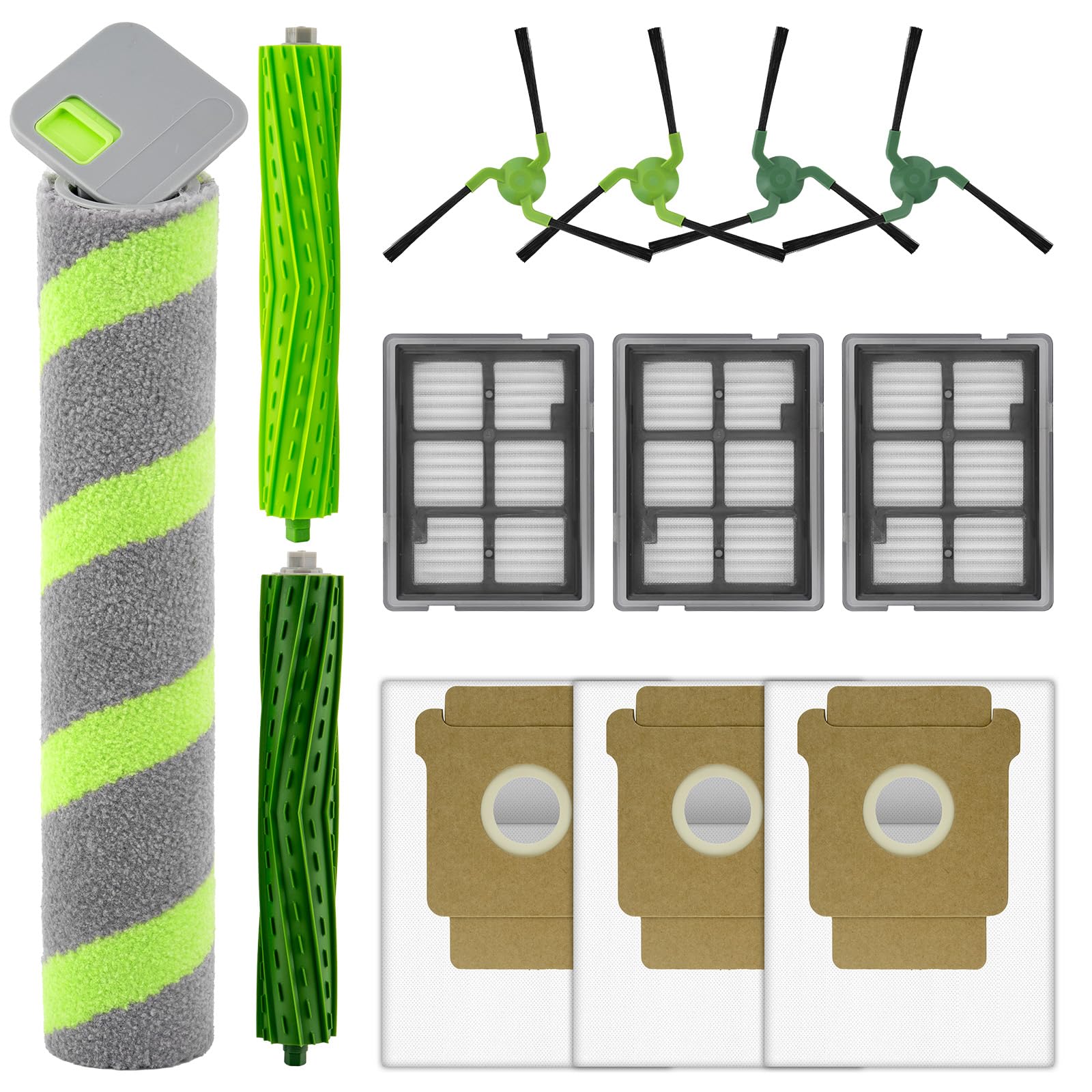 13 Pièces Max 705 Combo Pièces de Rechange pour Aspirateur Robot iRobot Max 705 Combo, 2 Brosses Rotatives, 1 Serpillère Rotative, 3 Filtres, 3 Sacs à Poussière, 4 Brosses Latérales, Kit d'accessoires