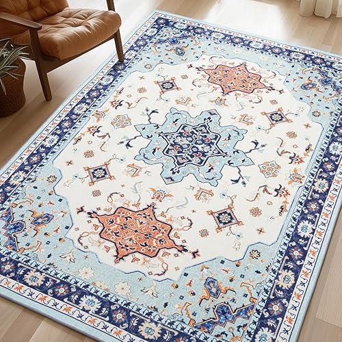 Miniatura 556 de Phantoscope Vintage Collection - Alfombra de área de 8 x 10 pies, alfombra grande para sala de estar, lavable, bohemio, antideslizante