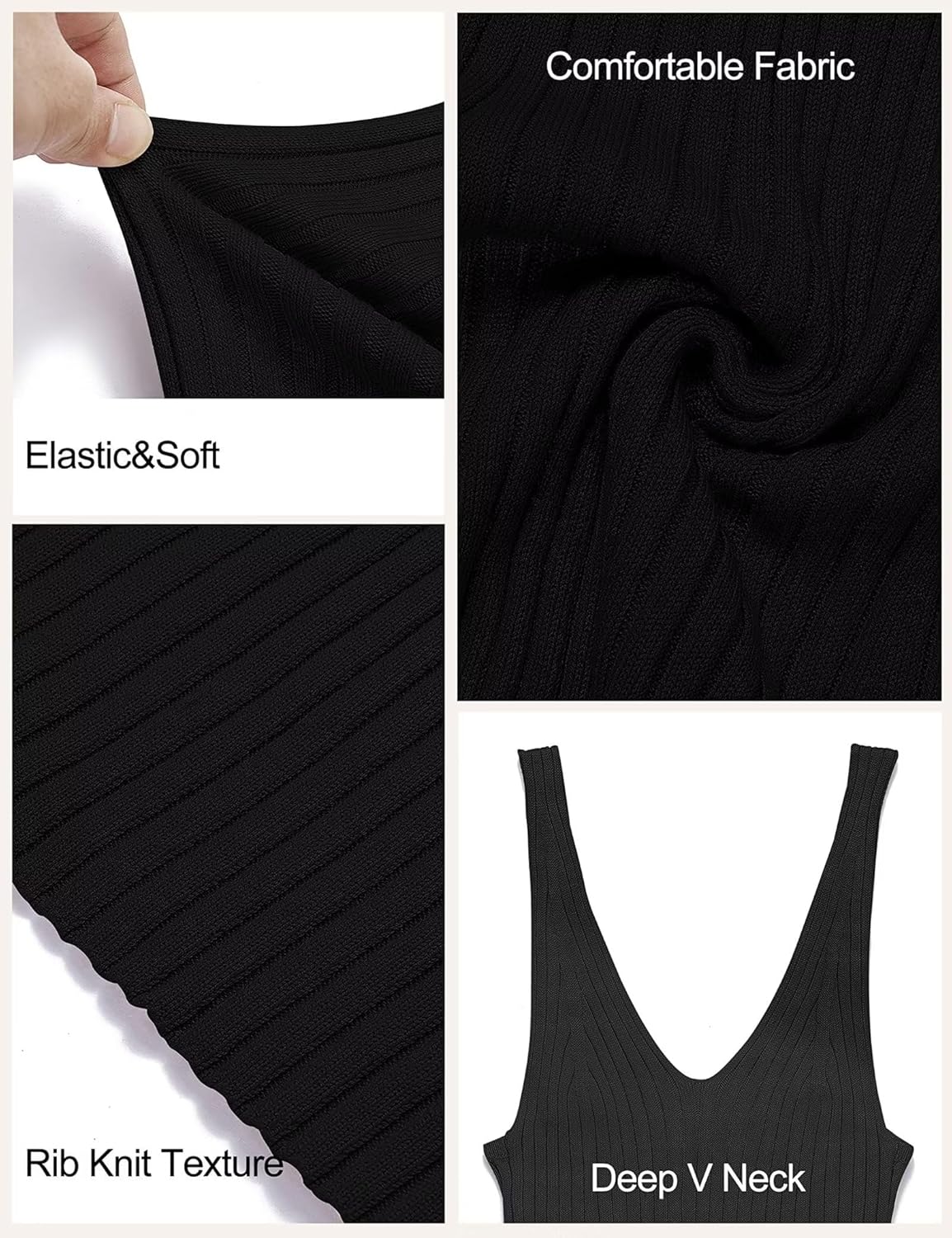 Lacozy Women's 2026 Summer Bodycon Midi Dress Sexy V-Neck Sleeveless Sweater Dress Casual Tank Top Dresses - Image 5