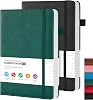 2 Pack A5 Journal Notebook, Leather Notebook Journal for menwomen, Hardback Note Book with 100GSM Lined Paper, No Bleed, for Office School Supplies, 14.5 x 21.3 cm, Green & Black