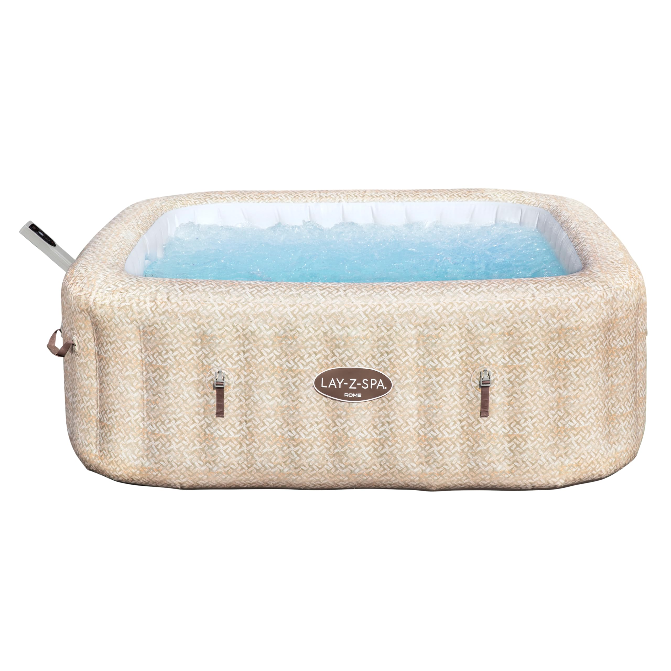 Bestway 79"x79"x28"/2.01mx2.01mx71cm Rome MaxHold EnergySense UltraFit Smart AirJet 7 Sable Marbre Carré