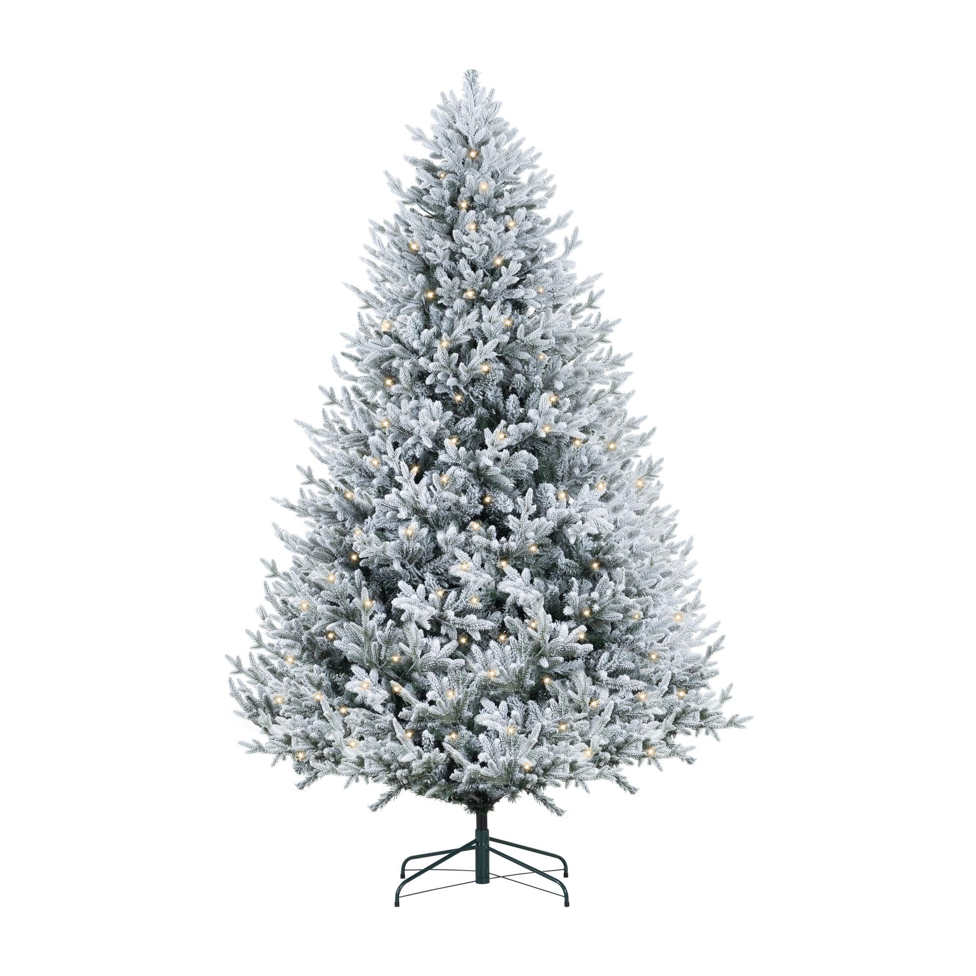 Naomi Home 6 5ft Frosted Christmas Tree with Lights Realistic Snow Flocked Christmas Tree Prelit with 2456 Branch Tips 450 Warm Lights and Metal Stand Aritificial