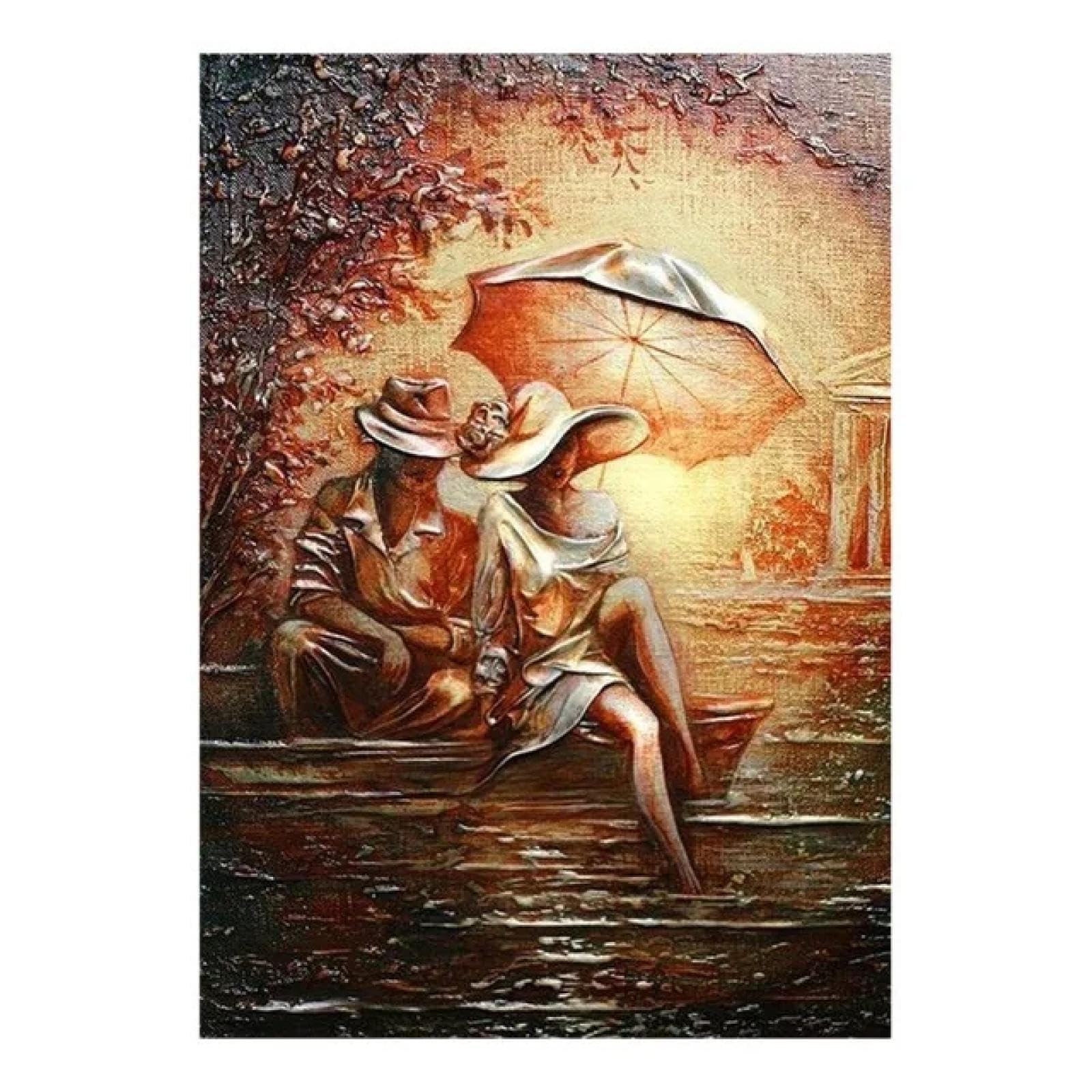 YAJNILUCK Film Meraviglioso Amore Romantico Coppia Tela Dipinto Casa Interessante Arte Murale Pittura sulla Decorazione della Parete del Soggiorno 60x80 cm (24x31 pollici) con Cornice