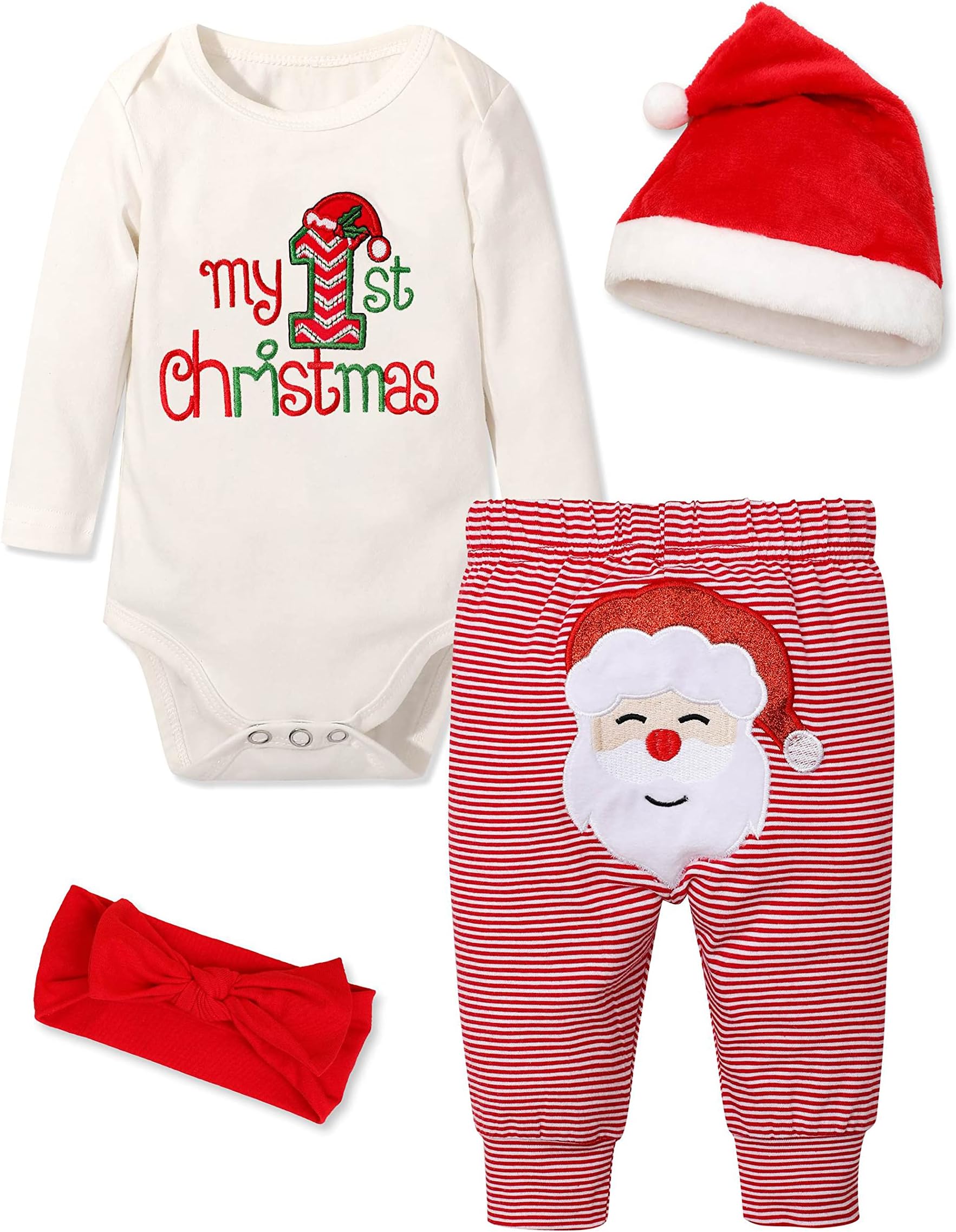 AbbenceBaby Girl Boy Christmas Outfit My 1st Christmas Baby Boy Infant New Year 4 Pcs Set