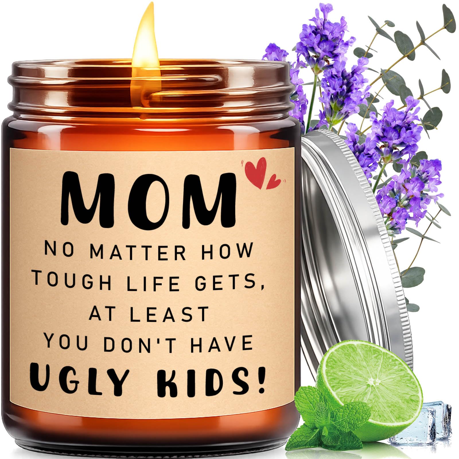 KOTKAS Lavender Candle Gifts for Mom Birthday - Funny Mothers Day Candles for Mom from Son Daughter - Eucalyptus Lavender Scented Soy Candles Non