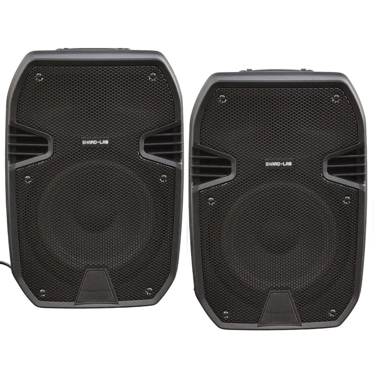 COPPIA CASSE AMPLIFICATE DA PARETE MURO PER PALESTRA CON BLUETOOTH 600W 8" + 2 SUPPORTI IN METALLO impianto filodiffusione