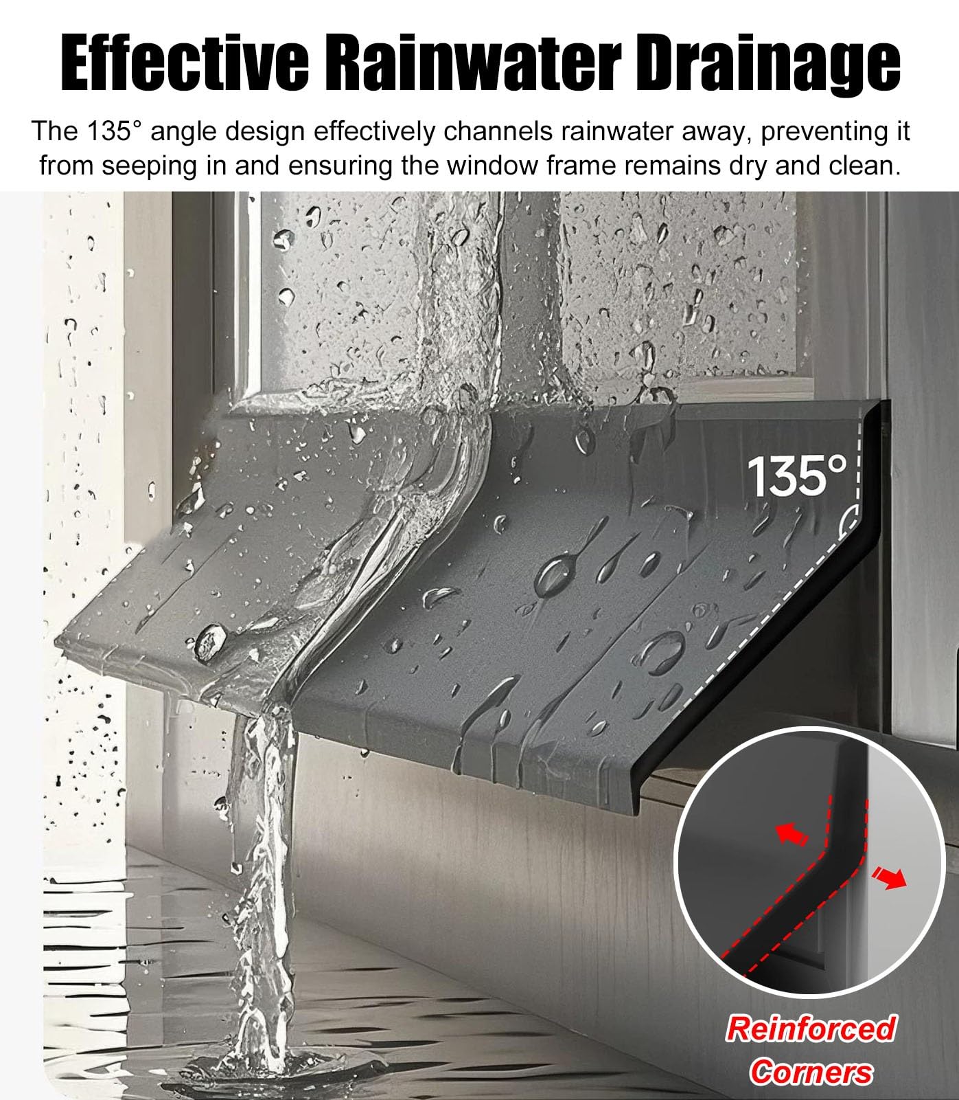 Vierteaguas Muro Exterior Borde de Goteo de La Puerta | Deflector de Lluvia para Ventanas Exteriores Autoadhesivo, Tira Barrera pe Agua Recortable para Alféizares de Voladizos