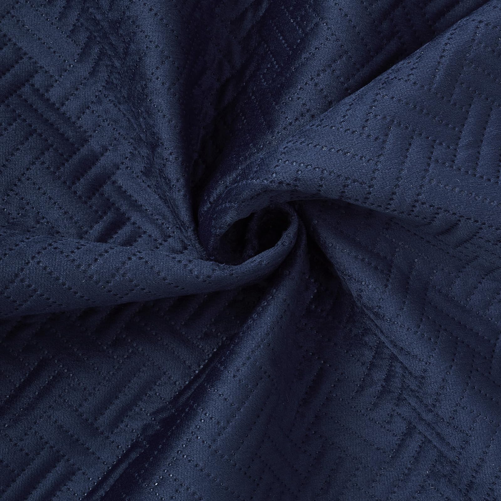 Encasa XO Quilted Velvet Fabric by Meters 54 Inches Wide | Navy Blue Design | 170 GSM | Ideal for Curtain, Cushion, Upholstery, Bags | 1 Meter Multiple