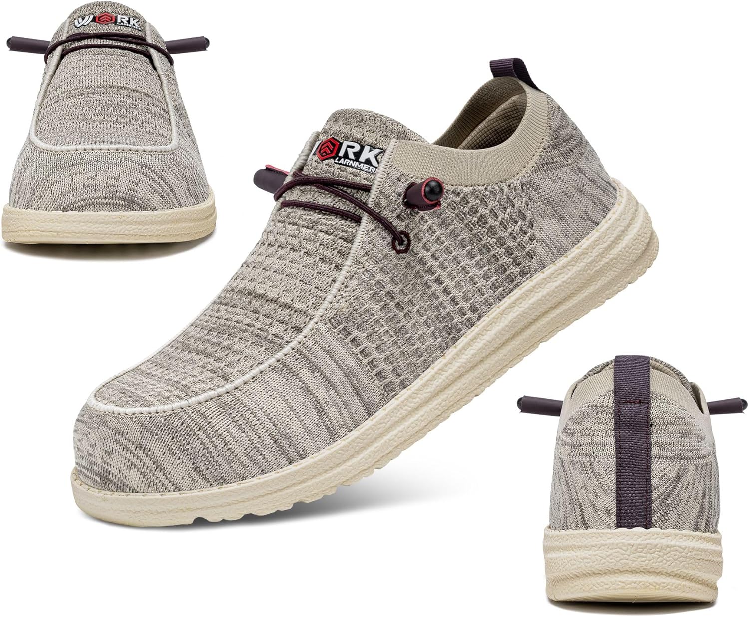 LARNMERN Slip On Steel Toe Shoes Men Lightweight Comfortable Lounging Walking Sneakers Steel Toe Loafers - Image 3