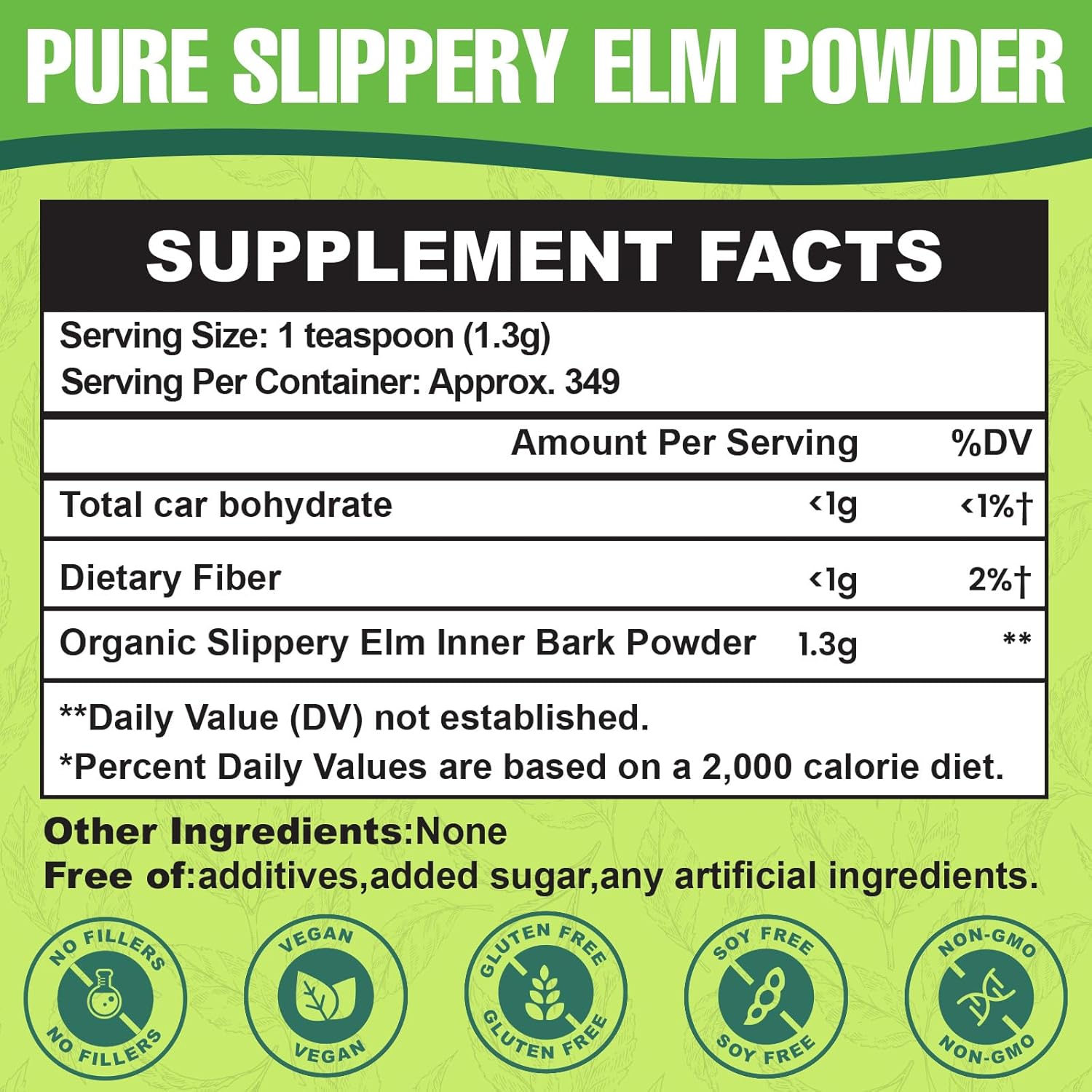 Slippery Elm, Slippery Elm Powder Organic, Elm Bark Made from Inner Bark - 1 Pound (349 Servings), Natural Herbs Helps Soothe The Throat and Coughing & Digestive, Diarrhea - 100% Pure & Vegan - Image 2