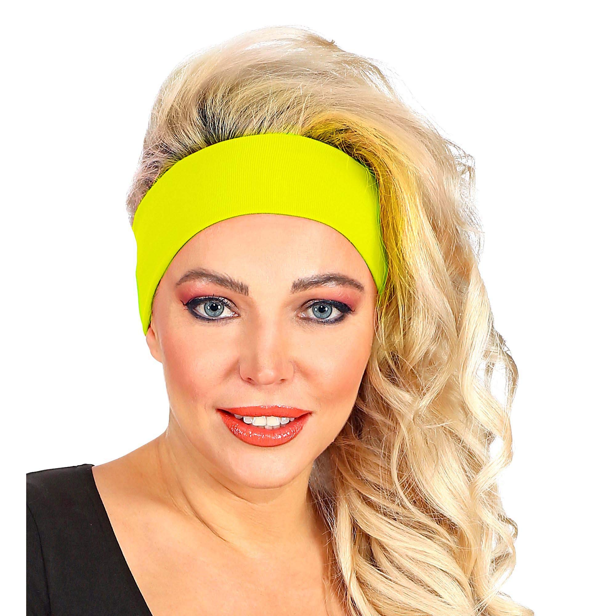 WIDMANN 02034 - Headband Adult Unisex, 80s, Disco, Tennis, Theme Parties, Fluorescent Yellow Colour - Image 4