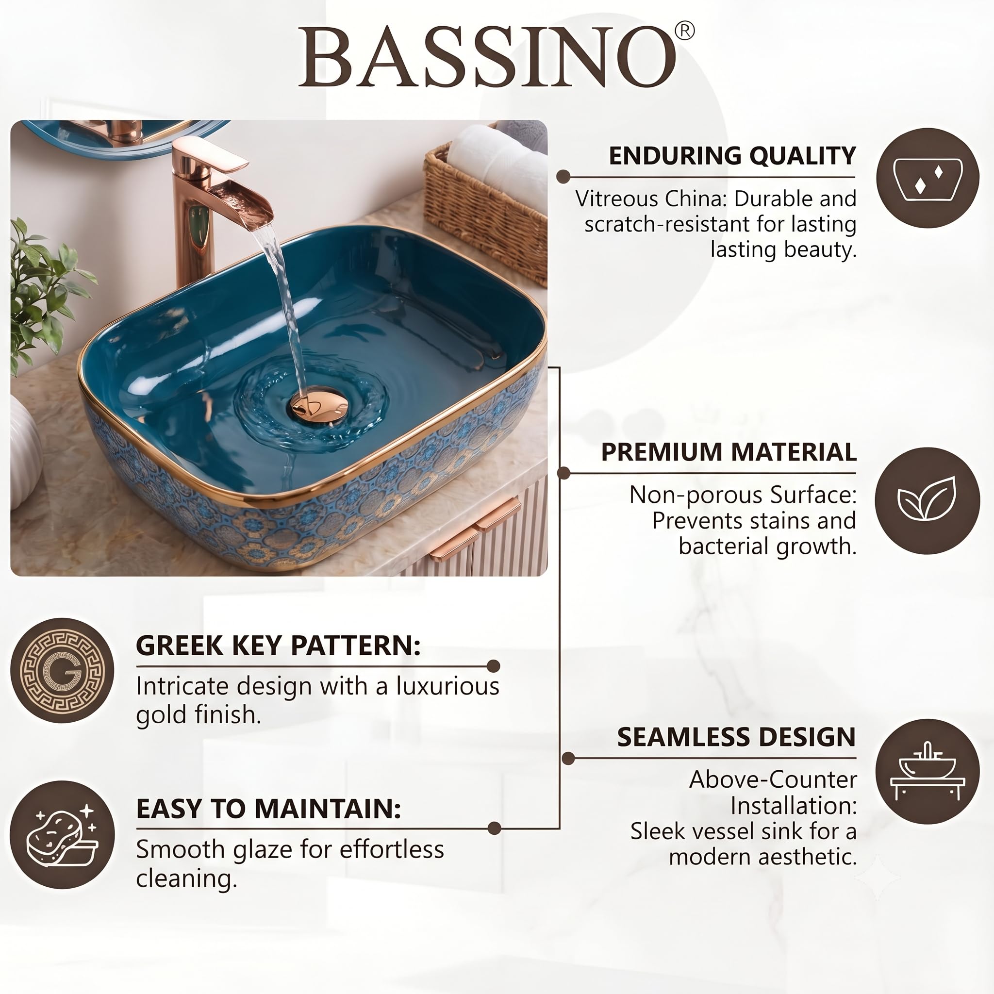 BASSINO Table Top Wash Basin - Glossy Blue & Gold -4 BASSINO Table Top Wash Basin - Glossy Blue & Gold -4