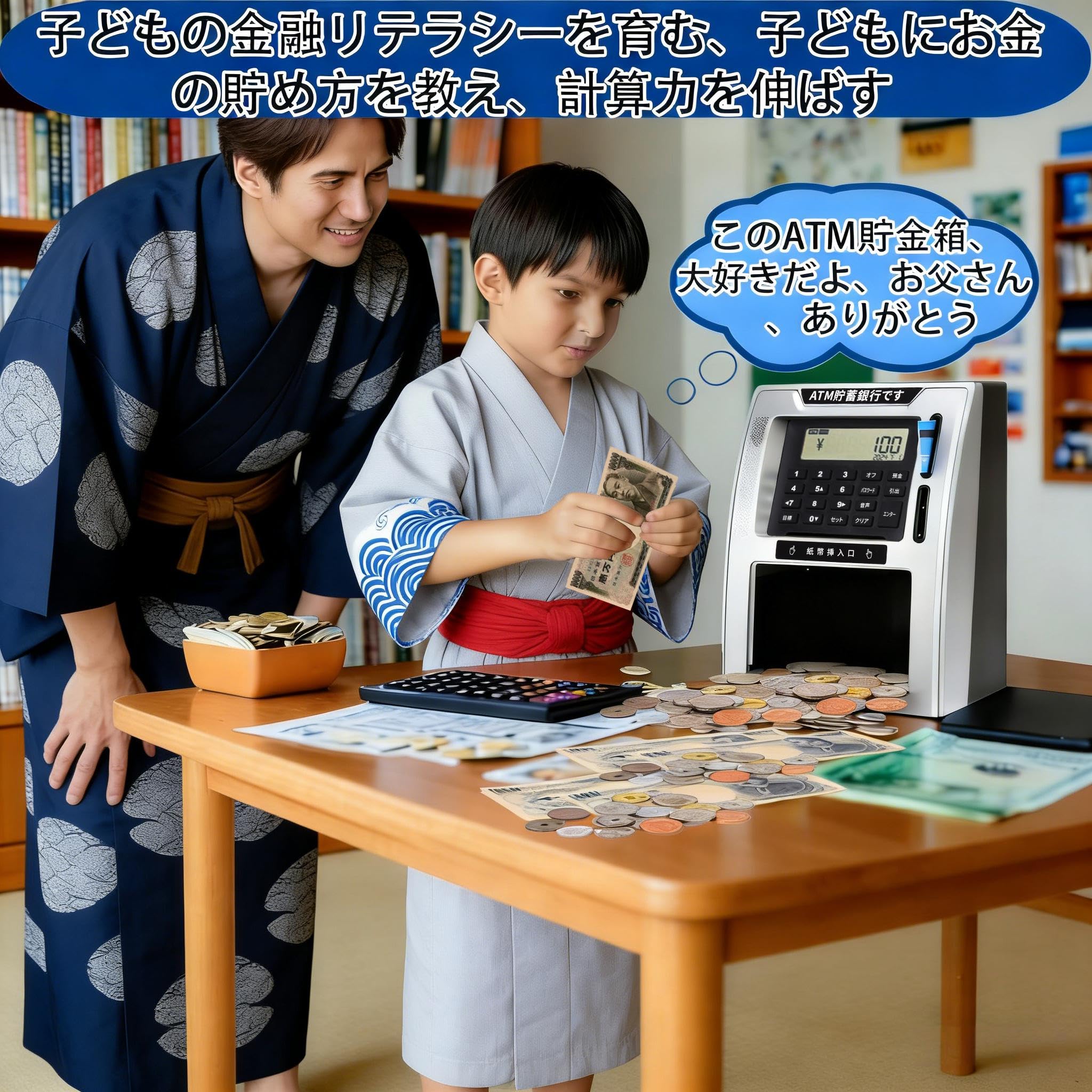 Amazon.co.jp: 【2026年版】日本式ATM貯金箱（電源オフ時メモリー機能