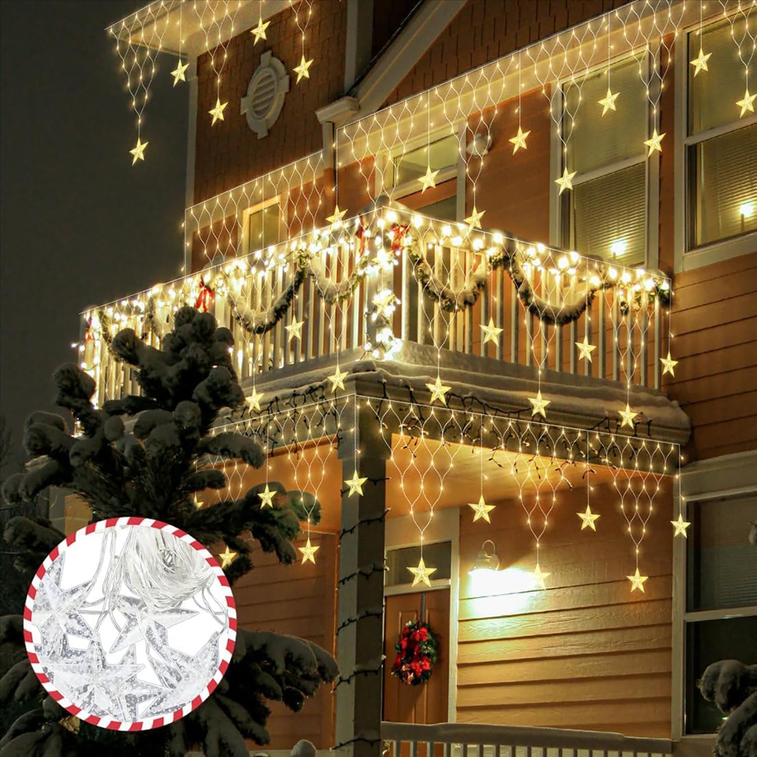 Solar Lichterkette Aussen 4m 196LED Lichternetz Mit Fernbedienung Wasserdicht Hängen Lichtervorhang Dekorations Patio Licht Weihnachten beleuchtung für Garten Terrasse Hochzeit (Mehrfarbig)