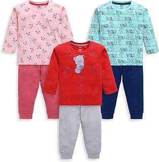 LuvLap Baby Boys Pack Of 3 Full Sleeve Printed T-Shirt & Pyjama Set 100% Cotton, XXL (18 to 24 Months), Assorted Price In India