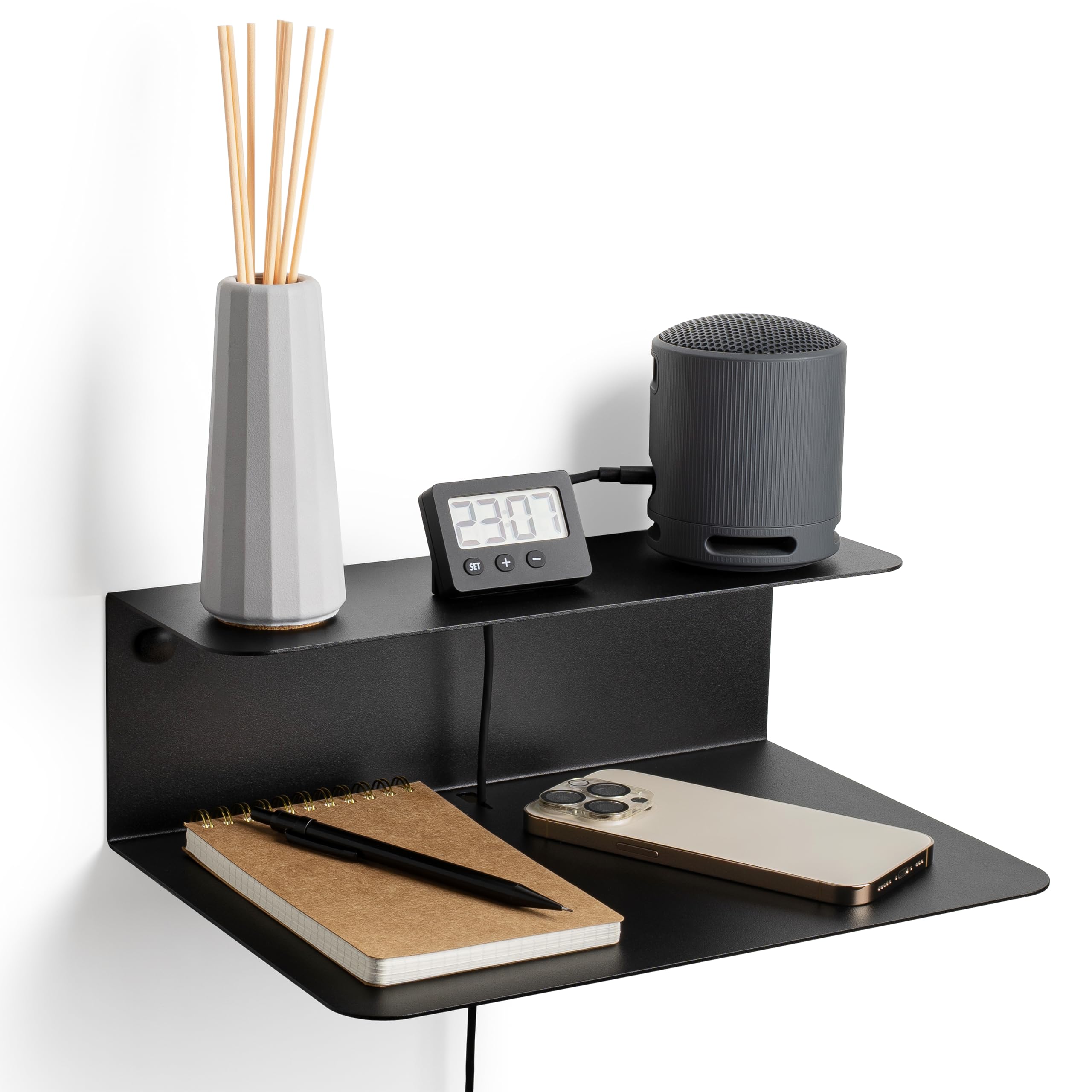 Table de chevet. Table d'appoint 2 pièces, noir, 20 x 30 x 10 cm