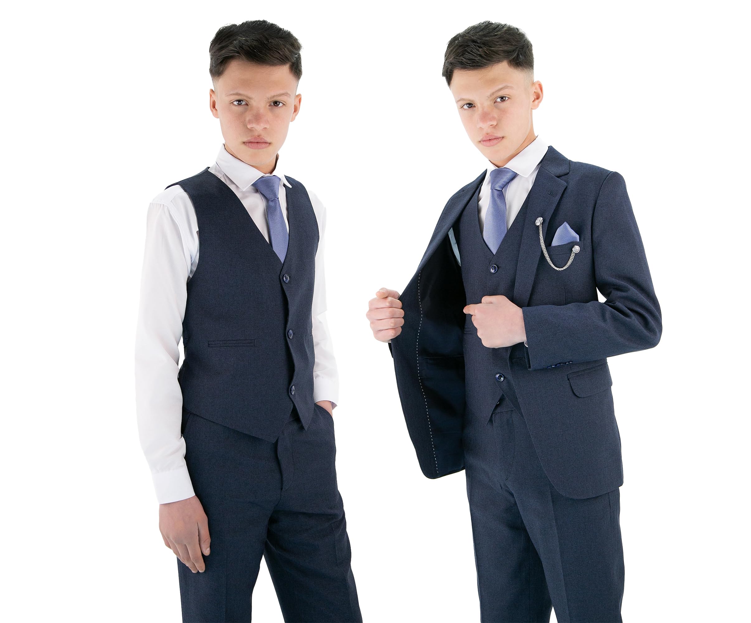 SIRRI Completo Formale da Ragazzo Testurizzato da 8 Pezzi - vestibilità Slim per Paggetto, Matrimonio, Comunione, età 1-16