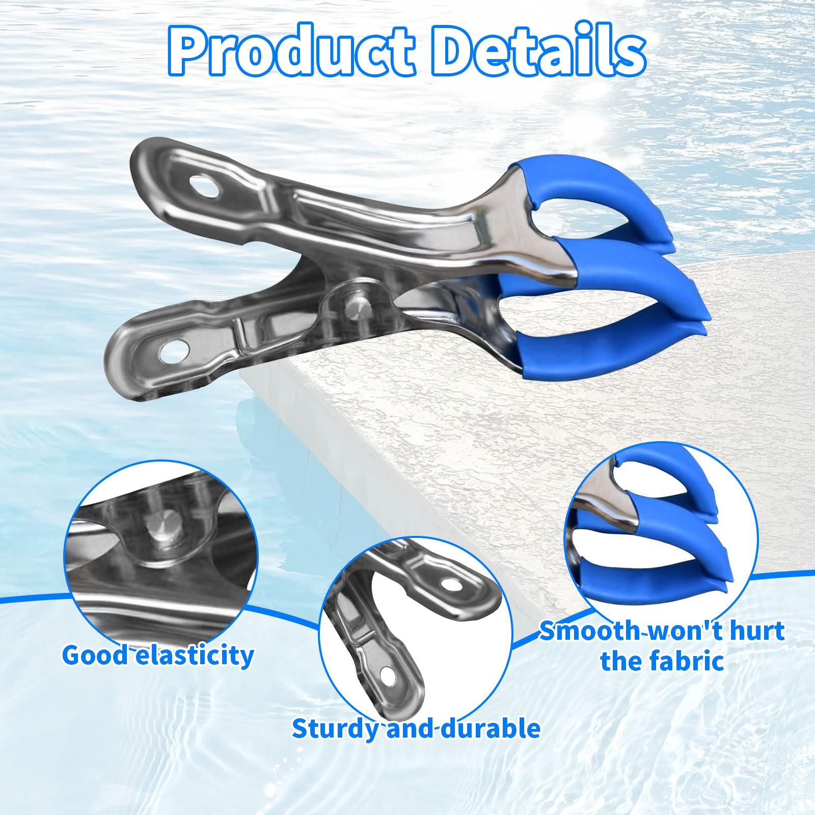 12 Pieces Metal Clips for Pool Covers Fastening Clips With Protective Film, Tarpaulin Clips, Clamps for Above-Ground Pools - Image 3