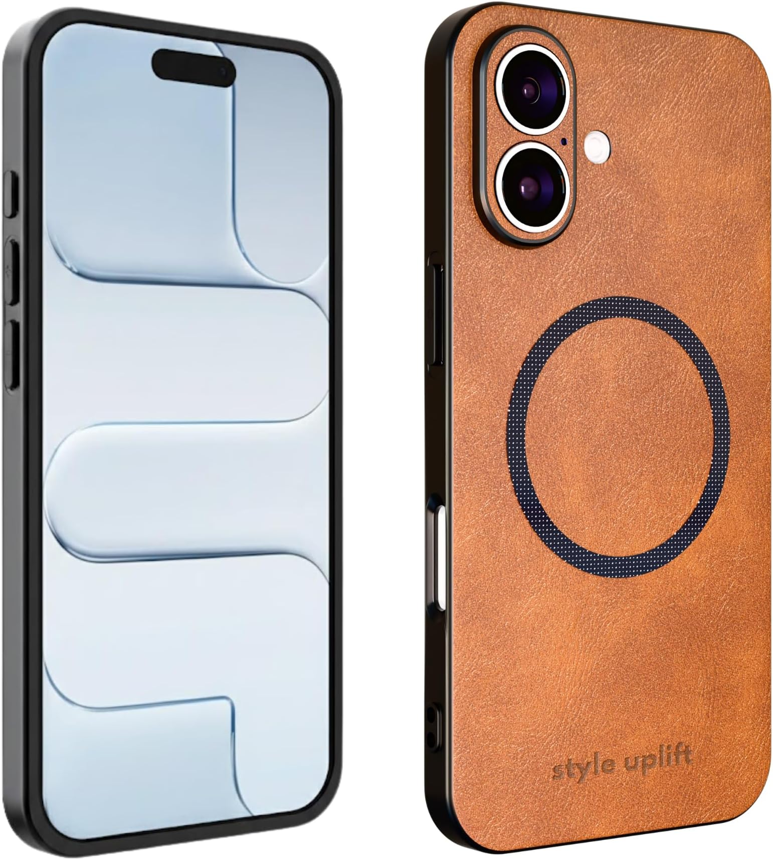 SU - Tan Brown Case for iPhone 17 Magnetic Vegan Leather Case -SU.Shield Slim & Protective Design, Compatible with MagSafe, Wireless Charging - Phone Case for iPhone 17