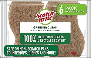 Scotch-Brite Greener Clean Non-Scratch Scrub Sponges, For Washing Dishes and Cleaning Kitchen, 6 Scrub Sponges