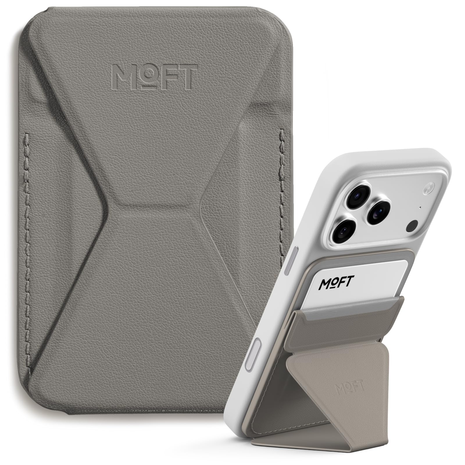 MOFT Magsafe Wallet Stand Compatible with iPhone 16/15/14/13/12 Series, Angle Adjustment & MOVAS Phone Stand,Light Taupe-image-22