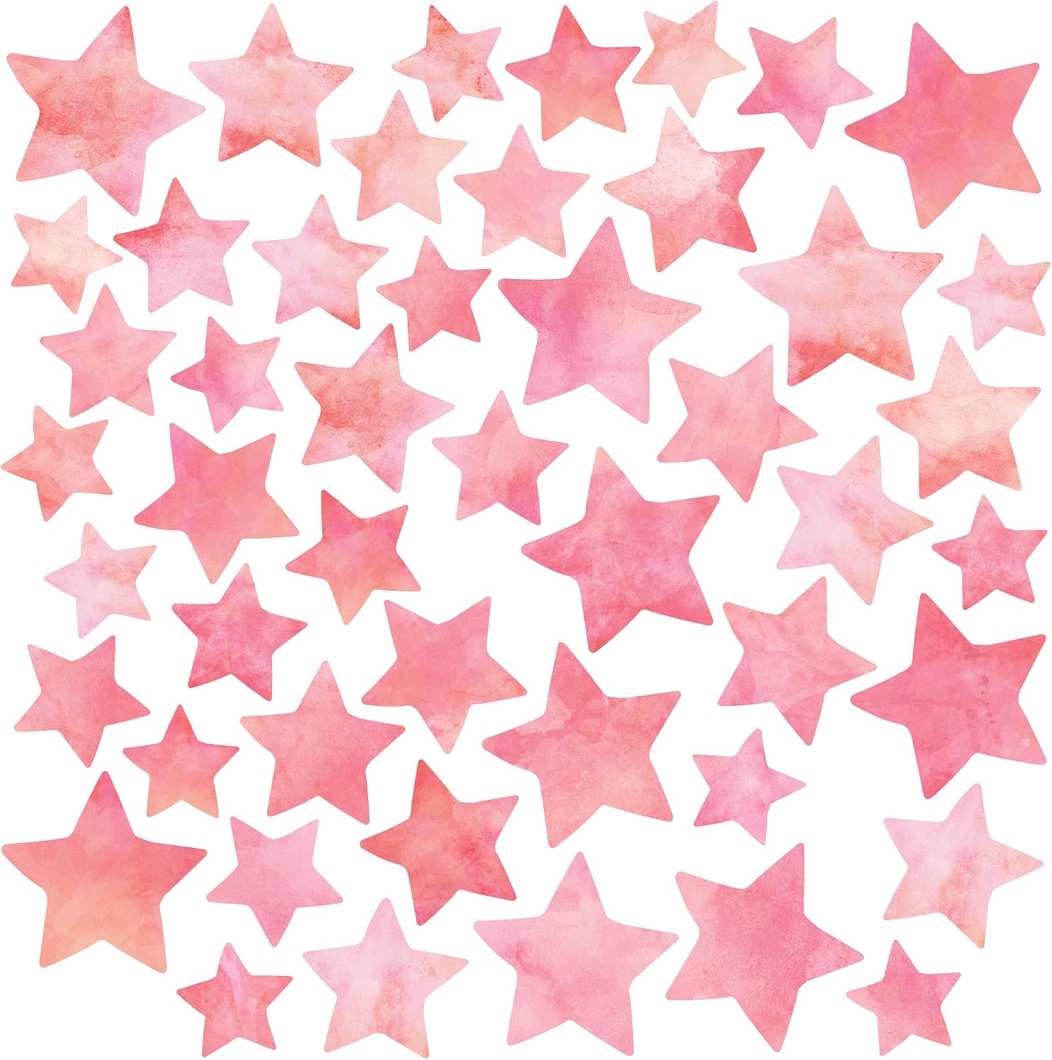 Multisized Watercolor Pink Star Wall Decals, Nursery Wall Decor, Star Wall Stickers, Eco Friendly Fabric Wall Decals