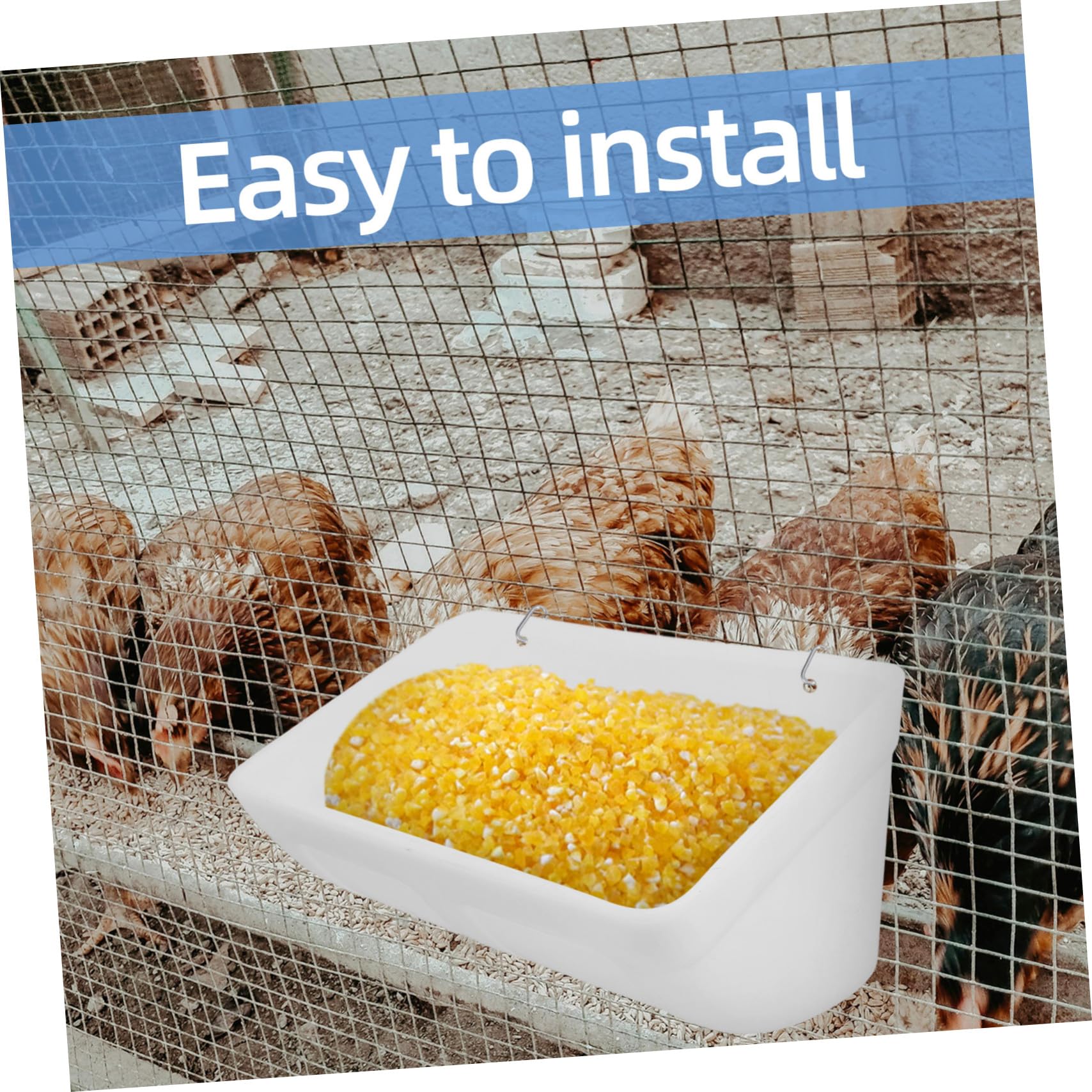 Mangeoire à Volailles 2 Sets PP Blanc Grosse Capacité pour Cage | Installation sur Cage, Usage Poules et Perruches, Lot de 2 Sets de Sets de Pièces, Alimentation Quotidienne