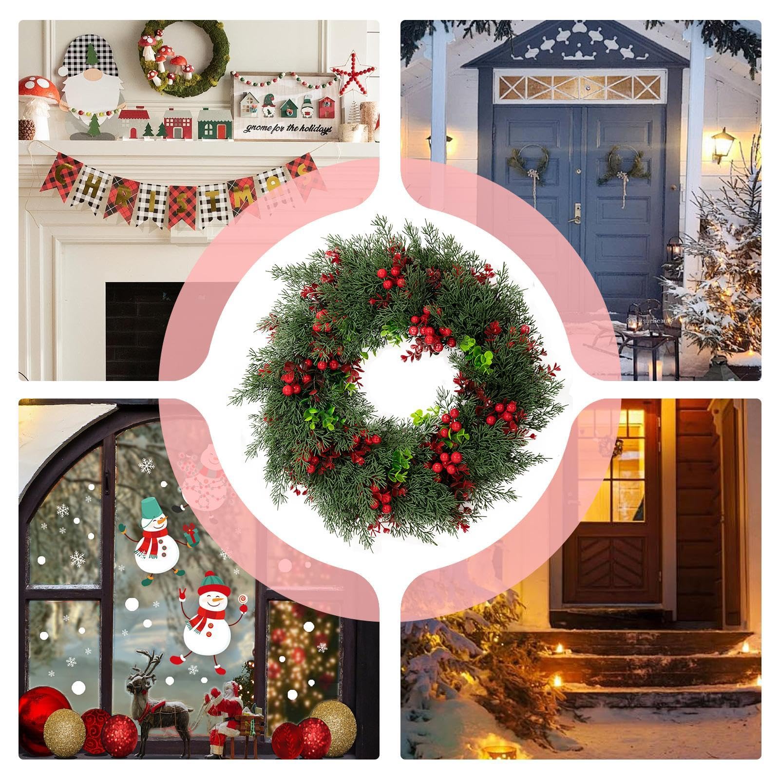 Amazon.co.jp: クリスマスリース - 20インチ レッドベリーリース