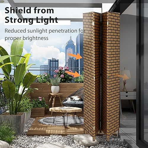 Miniatura 6 de Pantalla divisora de habitación, pantalla de tocador de 4 paneles, separadores de habitación de diseño tejido a mano de madera y pantallas de