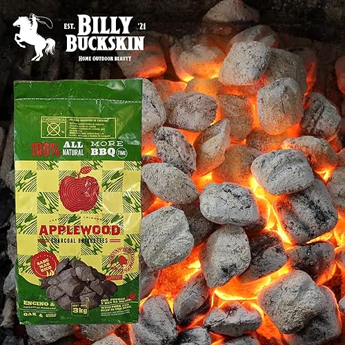 Miniatura 9 de Billy Buckskin Co. Briquetas de carbón de roble y manzana  Se quema más caliente, más tiempo y más limpio  100% madera de roble natural y manzana