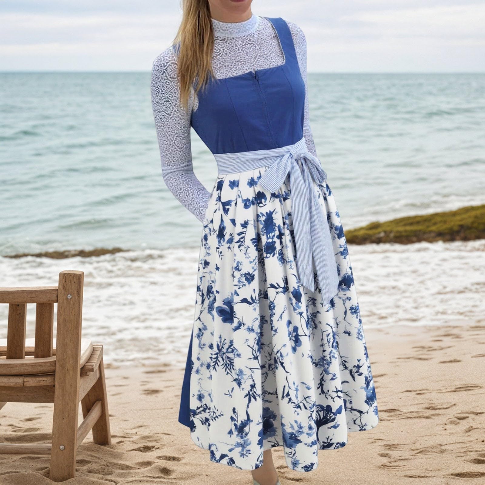 Dirndl Damen Midi Trachtenrock 70 cm Lang Diendl Komplettset Kurz Modern Dirndlkleid Grosse Grössen Maxi Kostüm Oktoberfest Outfit Dindl Kaufen Hochgeschlossen