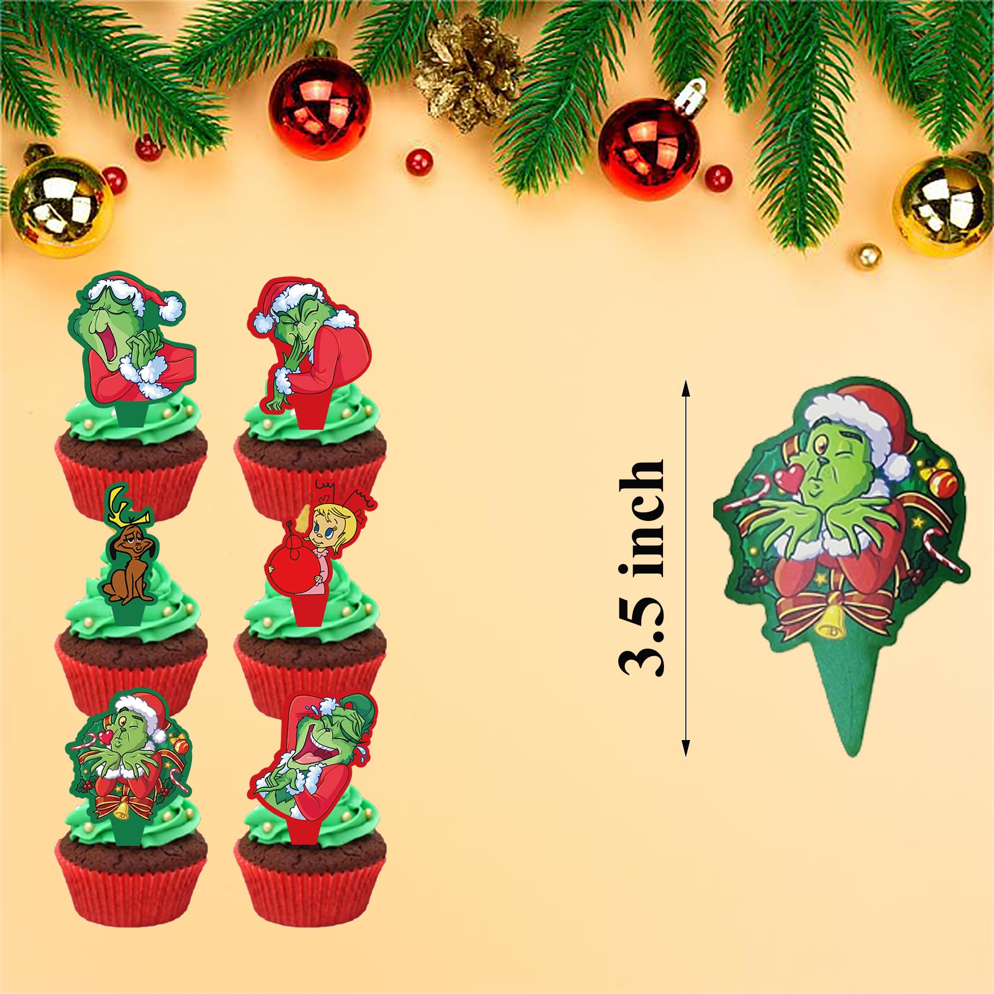 Set di 33 palloncini natalizi decorativi, decorazioni per feste a tema natalizio, palloncini rossi verdi Grinch, striscioni natalizi, kit di posizionamento biglietti