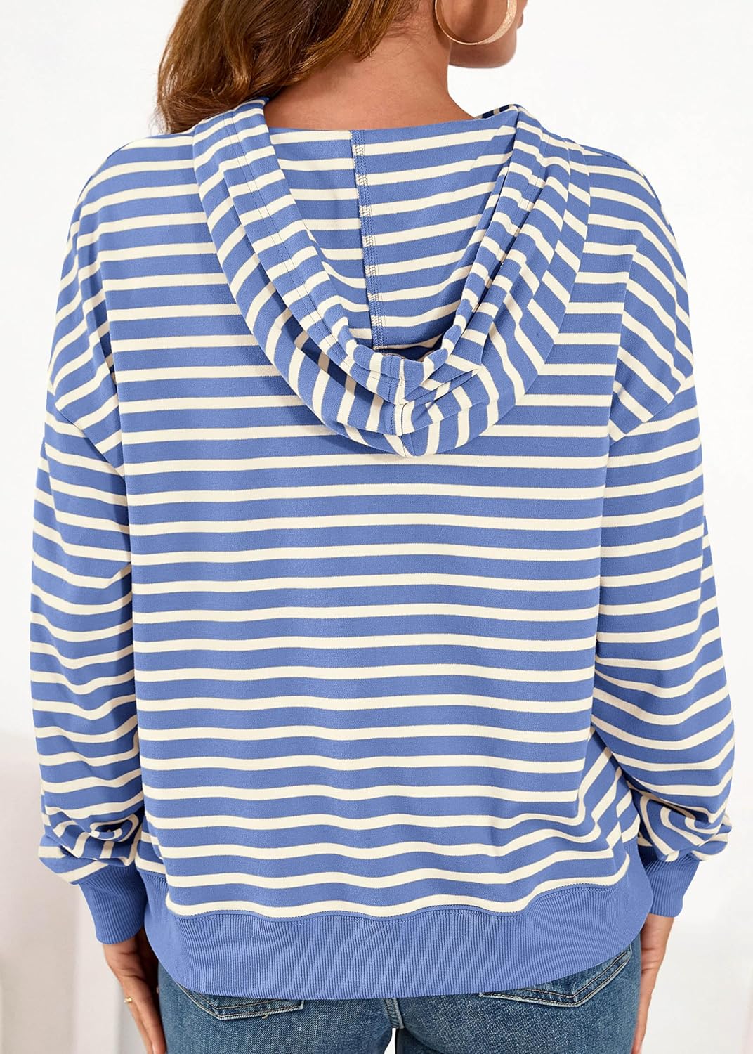 KIRUNDO Sweatshirt For Women Casual Loose Striped Long Sleeve Drawstring Hoodie Pullover Hooded Tops Fashion Clothing - Image 2