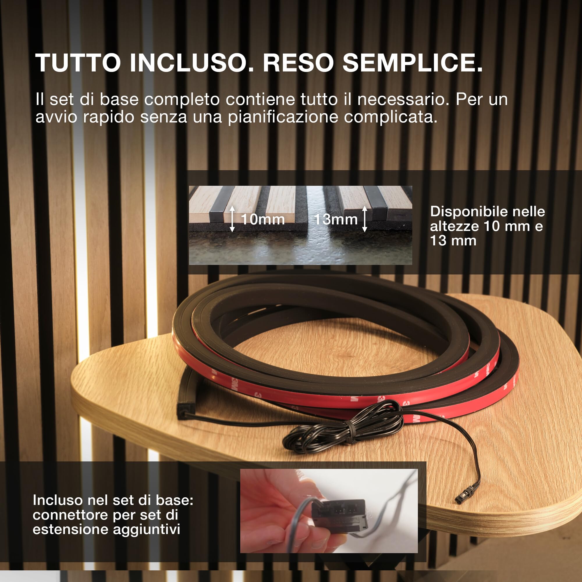 OSRAM Strisce LED Flex Acoustic Nere H13mm Set Iniziale | Flex Acoustic Black 2.6M, Indoor Wall Lighting, Nero opaco, dia, 30000 h, confezione da 1
