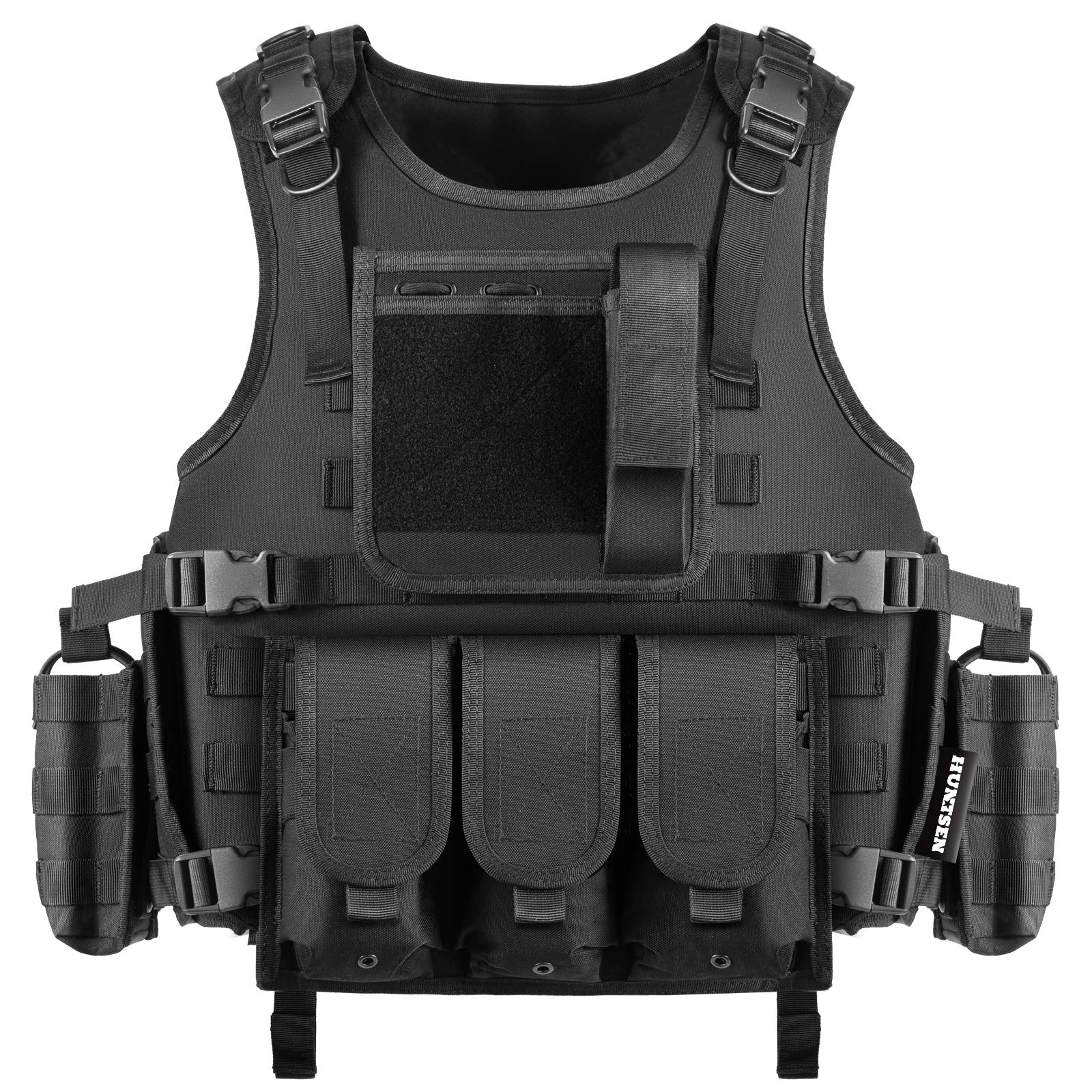 HUNTSEN Tactical Vest for Men Outdoor Training Vest Adjustable Lightweight Breathable 600D Polyester