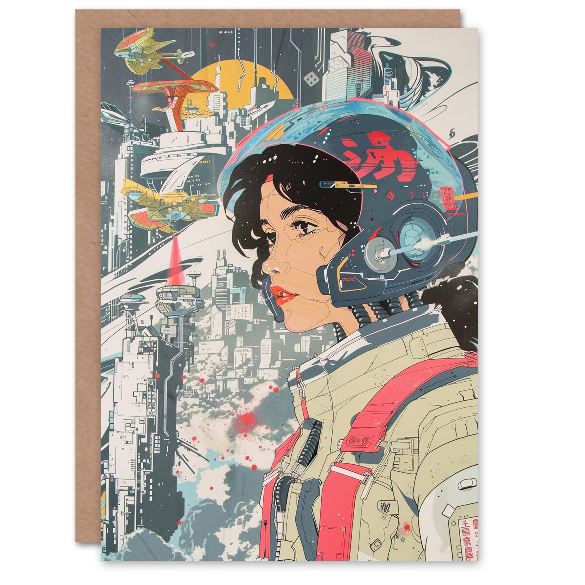 Artery8 Sci Fi Pilot Japanese Comic Book Style Futurism Blank For Him Or Her Art Birthday Card