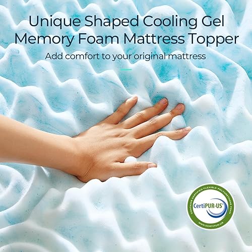 Miniatura 4 de LINSY LIVING Cubrecolchones individuales de 2 pulgadas, espuma viscoelástica con infusión de gel refrescante de 7 zonas, cubrecolchón de espuma