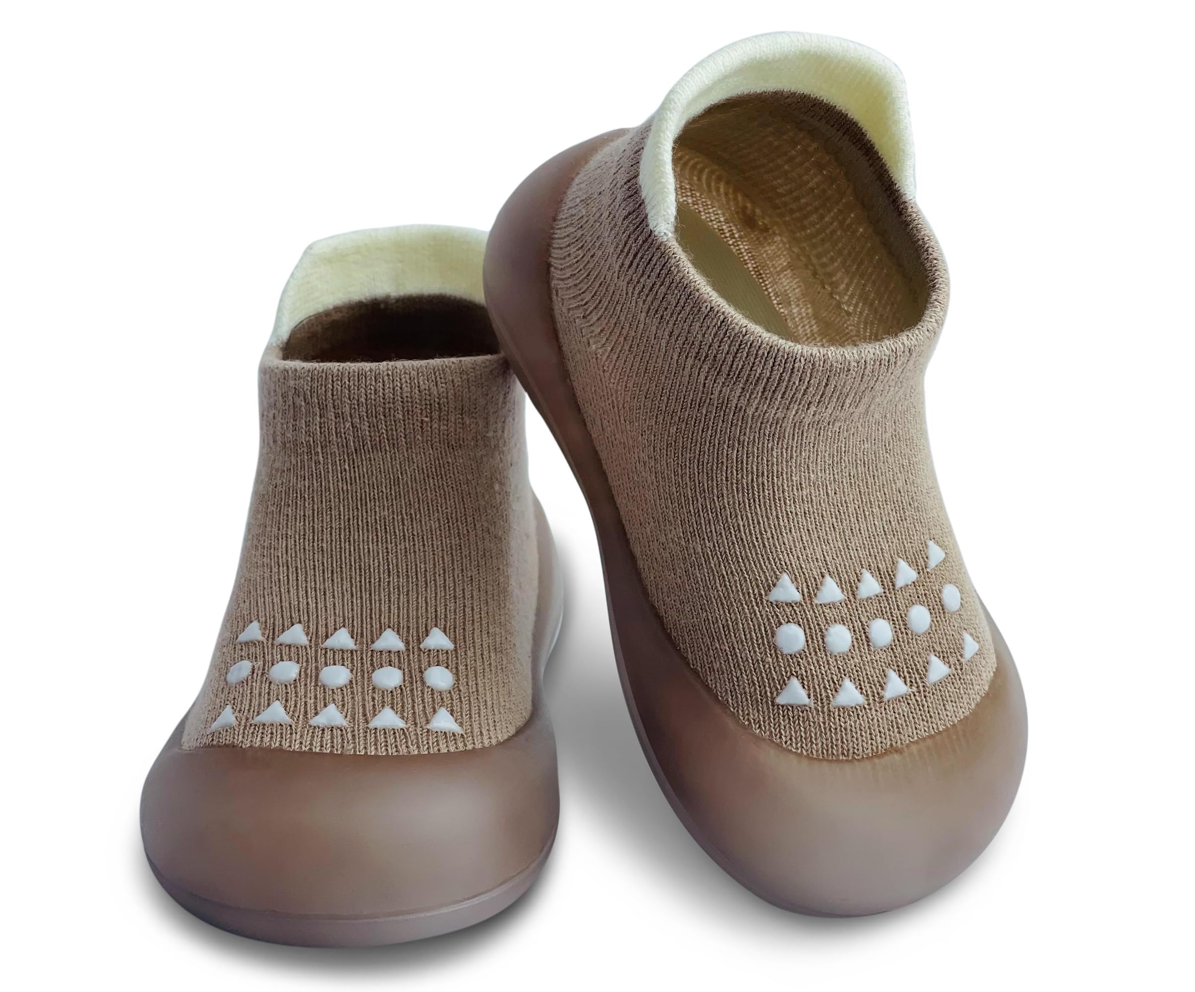 Sponsored Ad – Boys Girls First Walking Shoes, Baby Sock Shoes, Non Slip Soft Sole Sneakers, Infant Wide Toe Box Shoes, Toddler Girl Shoes, Brown, EK2325