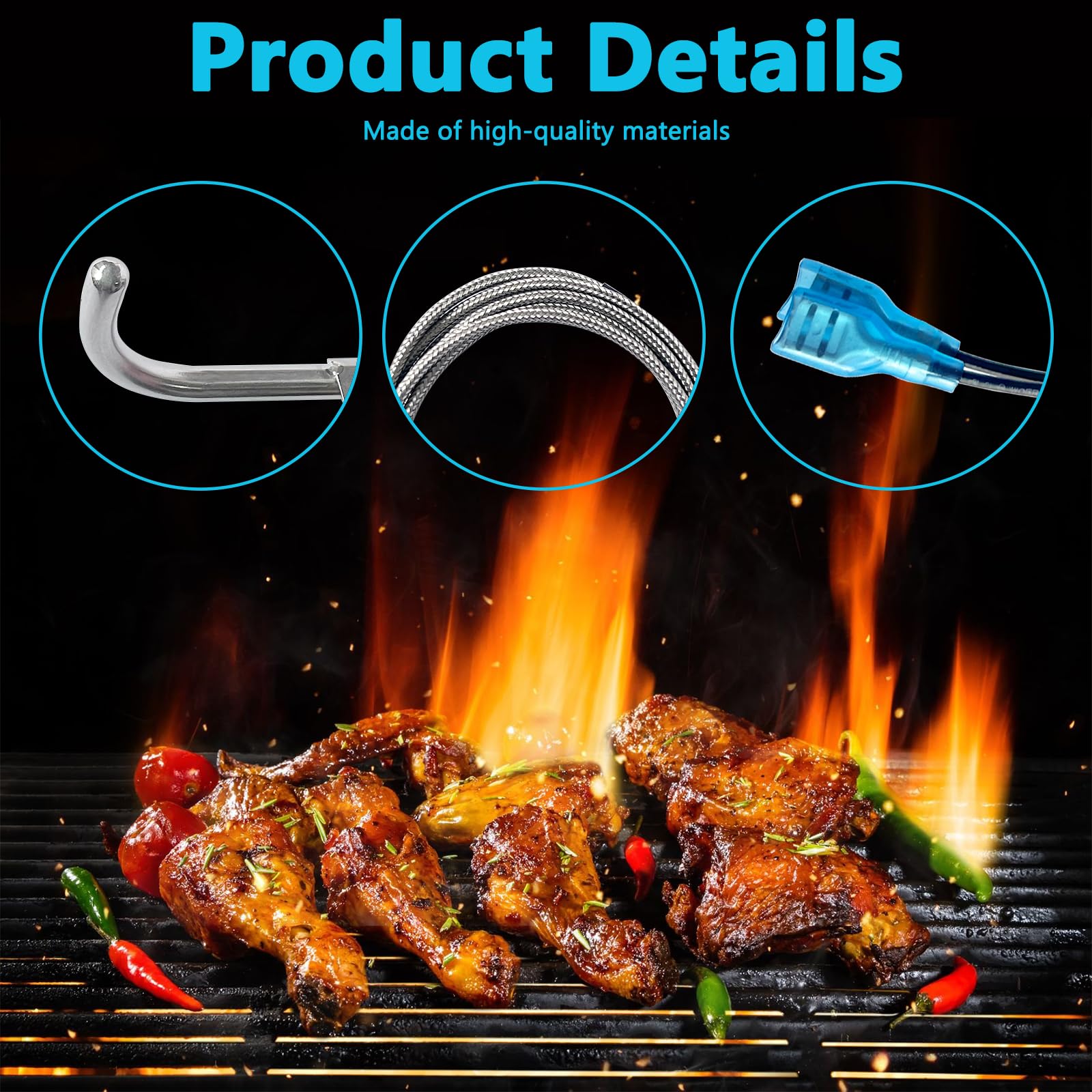 Four Parts Sonde de température RTD de rechange pour grills à granulés de Louisiane et grills de fumoir Country Pièce de rechange 50151