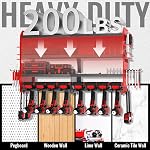 Metal Power Tool Organizer Rack Wall Mount, Garage Tool Drill Storage Shelves with Screwdriver Plier Holder (Red, 8 Drills Holder)
