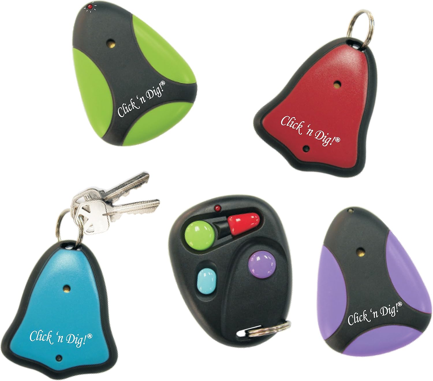 Click 'n Dig Model E4 Key Finder. 4 Receivers. Wireless RF Remote Item, Wallet Locator