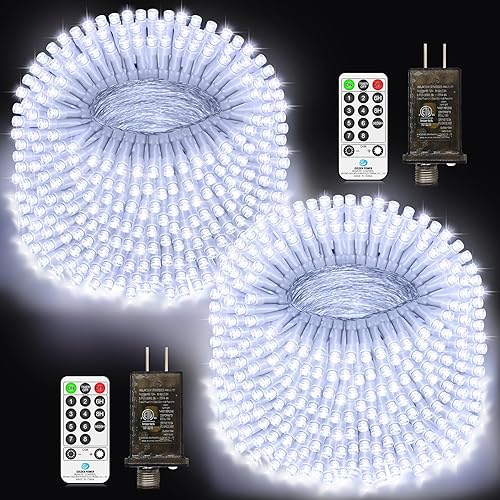 Miniatura 10 de JXLEDAYY Guirnalda de 1000 luces LED de 403 pies, luces de Navidad para exteriores, luces de hadas enchufables, impermeables, con control remoto, 8