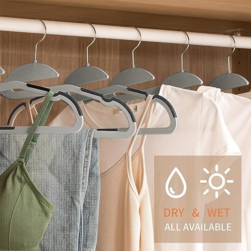 Miniatura 6 de DAMAHOME Paquete de 50 perchas para ropa antideslizantes, perchas delgadas que ahorran espacio, perchas de plástico resistente, perchas para