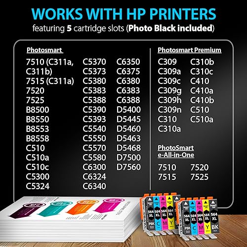 Miniatura 3 de Smart Ink Cartucho de tinta de repuesto compatible para HP 564 XL 564XL 564XL High Yield 10 Combo Pack (2 negros, 2PBK y 2 CMY) para Photosmart 6525