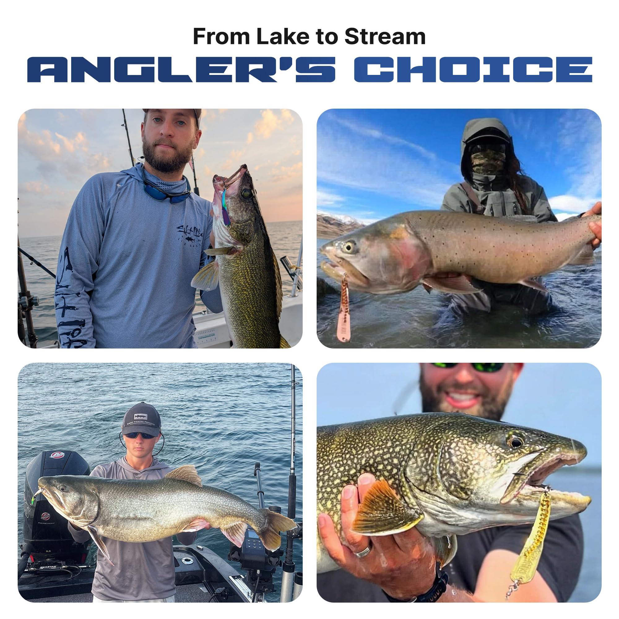 IRON DECOY Spoon Fishing Lures 3-Pack, Multi-Species Metal Spoons for Trout, Walleye, Bass, Salmon, Pike, Ice Fishing & Trolling, Vibrating Spoon Lure Kit