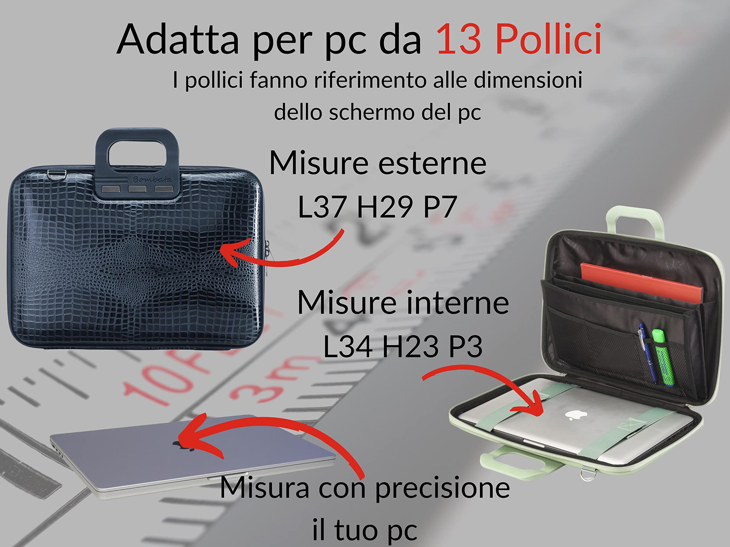 Bombata Shiny Cocco - Borsa Porta Computer con Tracolla, Elegante e Funzionale, Unisex, 100% Vegan, per Professionisti e Studenti, Blu - 13/14 Pollici