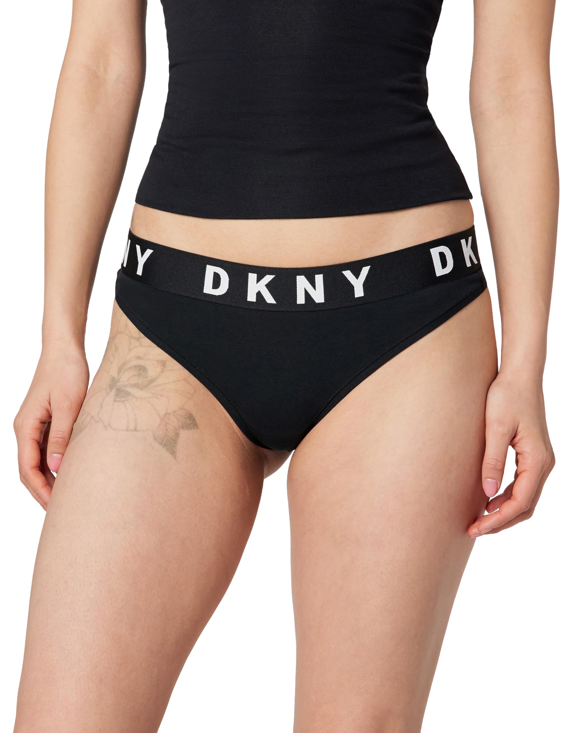 Dkny Women's Black Cozy Boyfriend Thong Panties, Xl