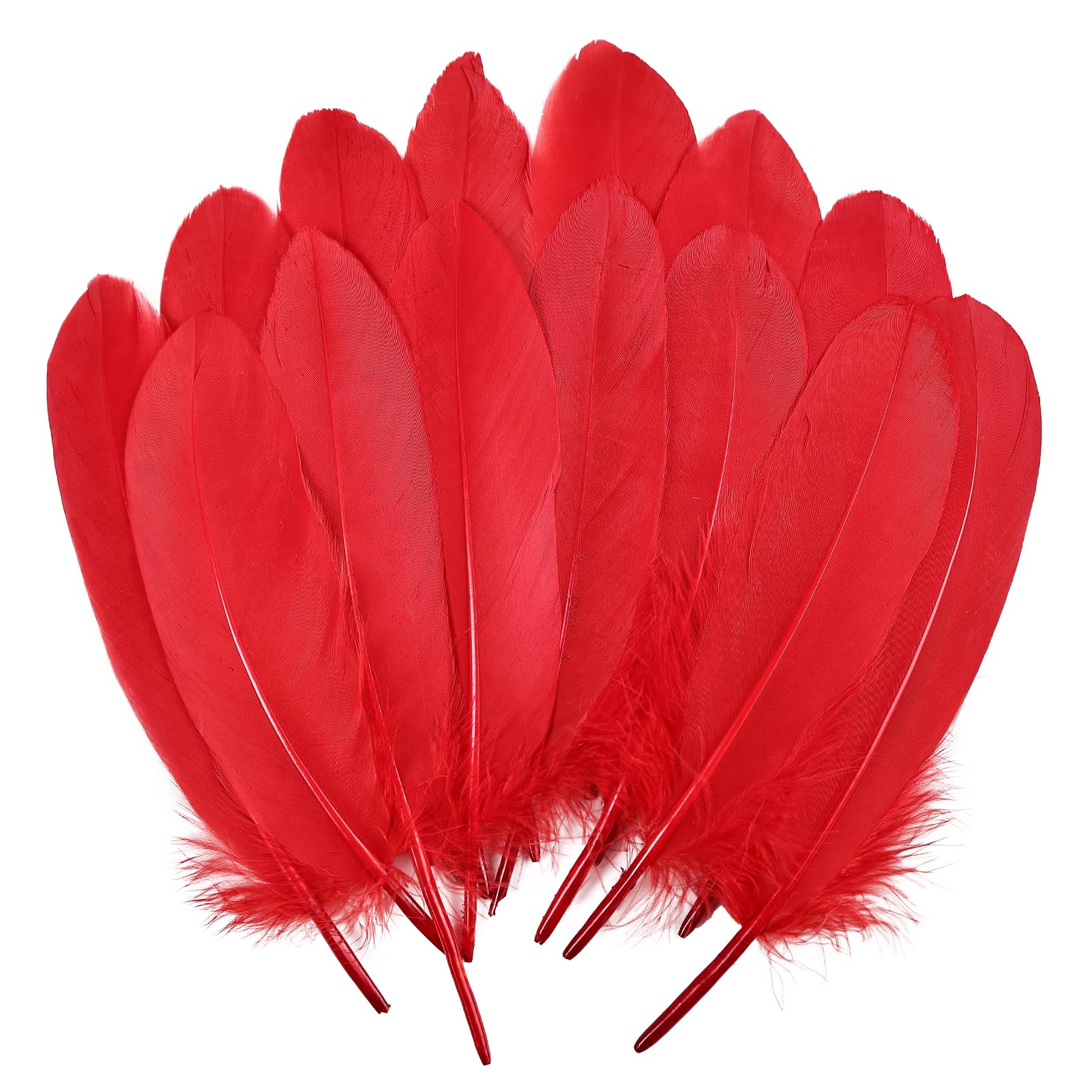 THARAHT 120pcs Red Goose Feathers Natural Bulk 6-8 inch 15-20cm for Crafts DIY Cosplay Wedding Party Halloween Decoration Goose Nagoire Feathers