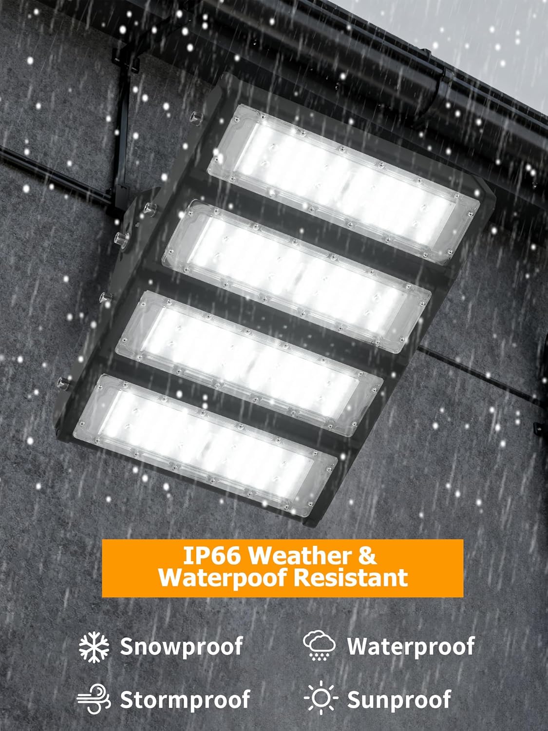 WERISE 200W Stadium Lights Outdoor, IP66 Waterproof 40000LM 200LM/W Super Bright LED Flood Light with Plug, 6000K Daylight White 100-277V Floodlight Security Lighting for Yard Parking Lot